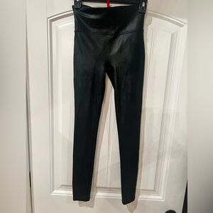 SPANX Black Faux Leather Pants size small excellent condition
